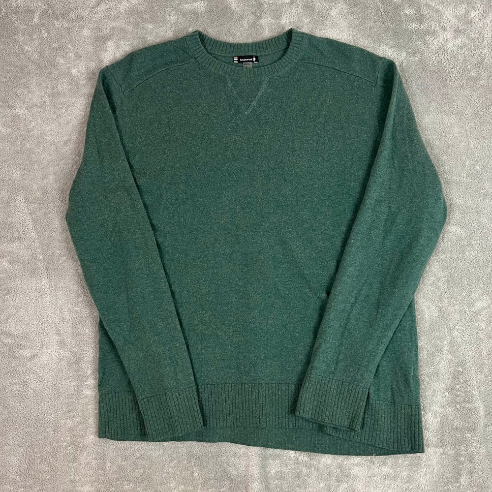 Smartwool Sparwood Crew Sweater Mens L Forest Green Merino Wool Base Layer